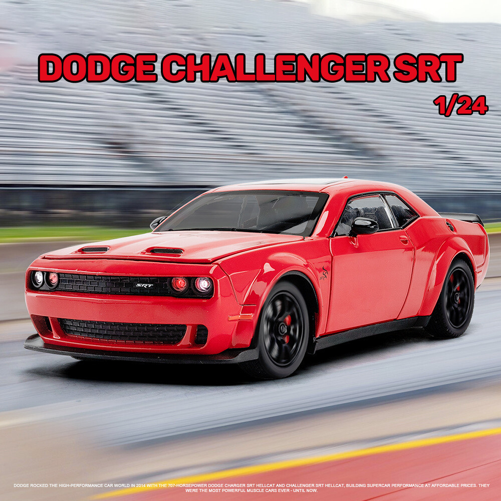 1:24 Scale Dodge Challanger SRT Alloy Car Model Diecast Car Sound Light Car Lovers Collection Kids Birthday Gift Metal Boys Toys