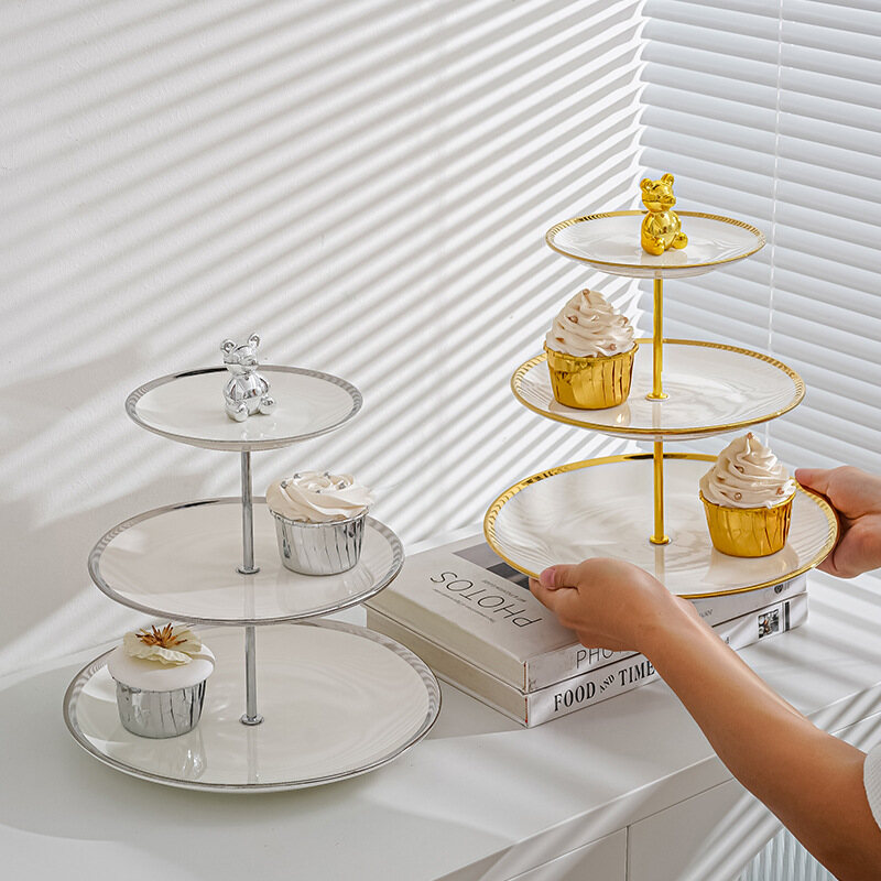 Gambar Nordic Multi layer Fruit Plate Living Room Coffee Table Candy Plate Front Desk Place Snack Plate Dessert Fruit Plate