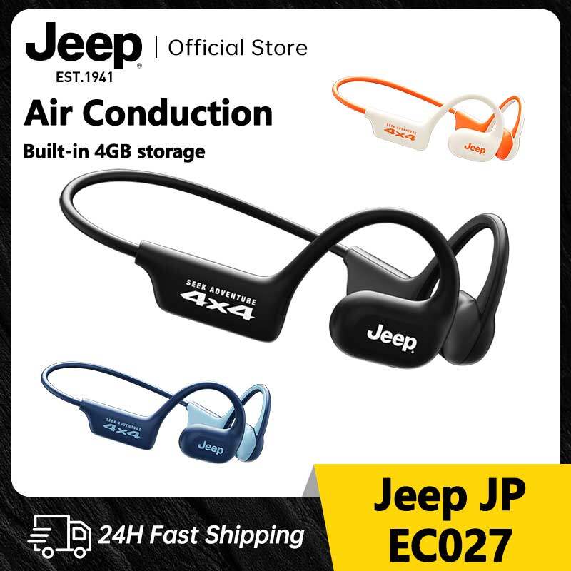 Jeep EC027 Air Conduction Headphones Bone Conduction Earphones Bluetooth 5.4 Open Ear Headphones with Mic, Premium Loud Sound 6Hrs Playtime Bluetooth Headphones, IPX5 Waterproof Sports Earbuds Built-in 4GB storage for Running, Cycling, Walking ราคา 539 บาท*ส่งฟรี