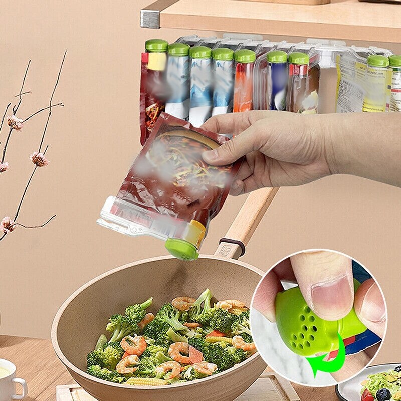 Gambar Adjustable Spice Holder Storage Rack Cabinet Organizer Wall Mounted Kitchen Tool