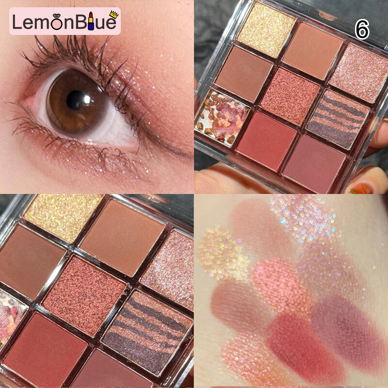 Gambar 9 Colors Pearly Matte Eyeshadow Palette Non Flying High Color Rendering 9 Colors 9 Colors Matte Pearly Eyeshadow Palette Transparent Acrylic Shel Non Flying High Color Rendering Square Makeup