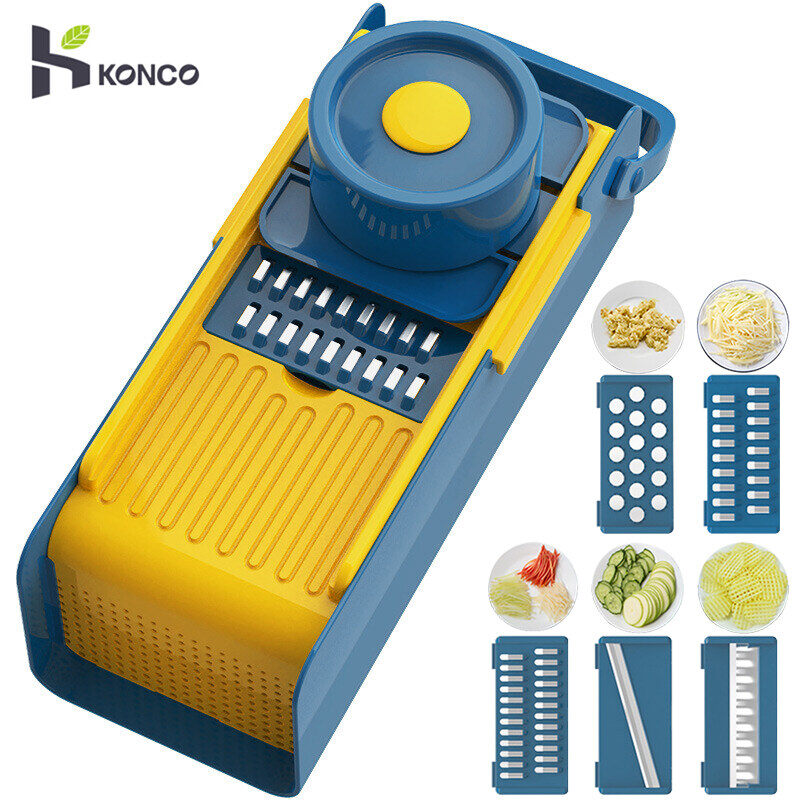 Konco New 5 in 1 Multi-functional Vegetable Chopper Fruits Cutter Salad Maker Potato Masher Mandoline Slicer Peeler Cutter Carrot Shredder Grater ราคา 417 บาท*ส่งฟรี