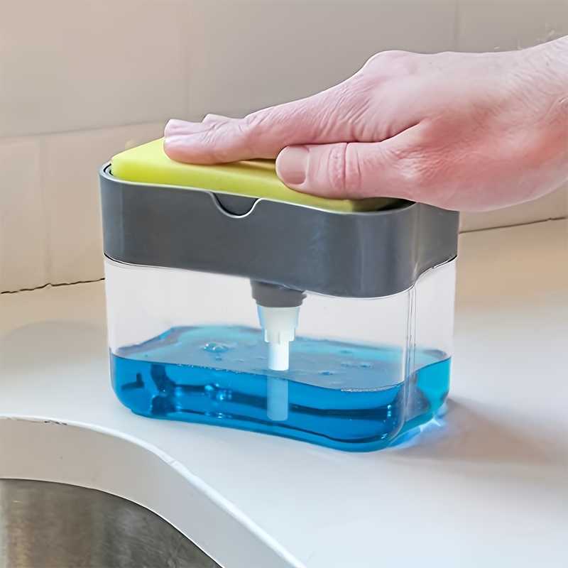 1 Bộ hộp đựng xà phòng, bao gồm 1X Bộ phận bơm xịt nước rửa chén 1X miếng bọt biển giữ 1X miếng bọt biển, dụng cụ định lượng cho nhà bếp Hộp đựng xà phòng nước rửa chén, hộp đựng xà phòng rửa chén bát