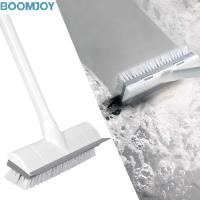 BOOMJOY Long Handle Bathtub Clean Floor Scrub Brush，Adjustable Stainless Metal Handle Scrubber with Stiff Bristles