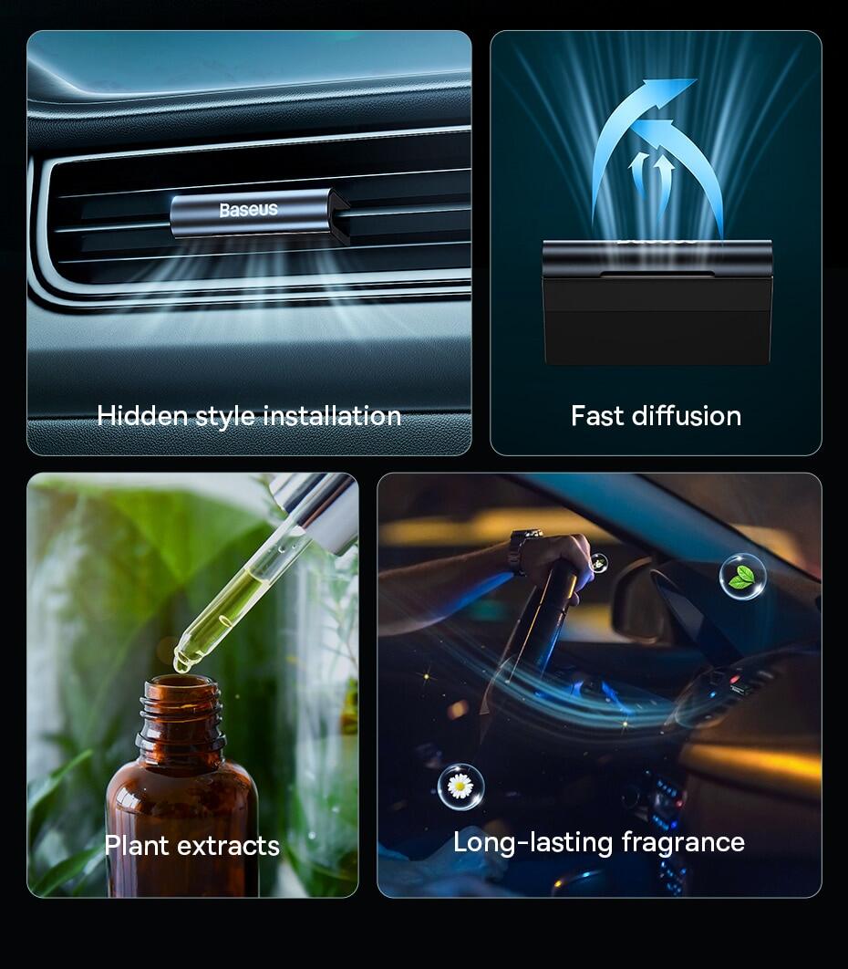 baseus metal car air freshener for auto interior accessories car perfume long-lasting scent mini air vent fragrance diffuser 2