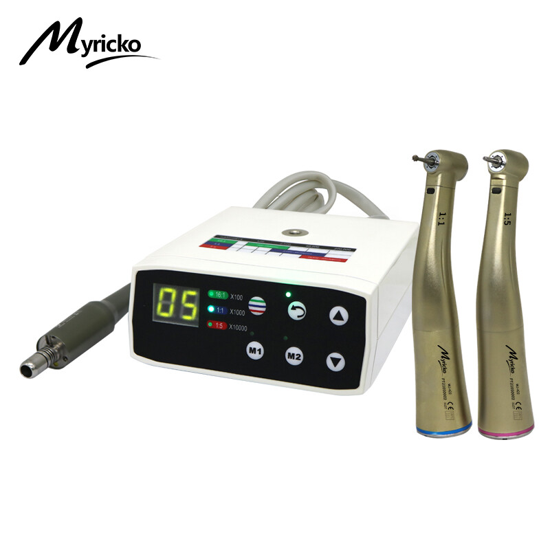 Myricko 1:5/1:1 sợi quang led nha khoa tốc độ thấp chống lại khoan khuỷu tay khoan 4 phun nước nút nhấn dụng cụ nha khoa động cơ nha khoa