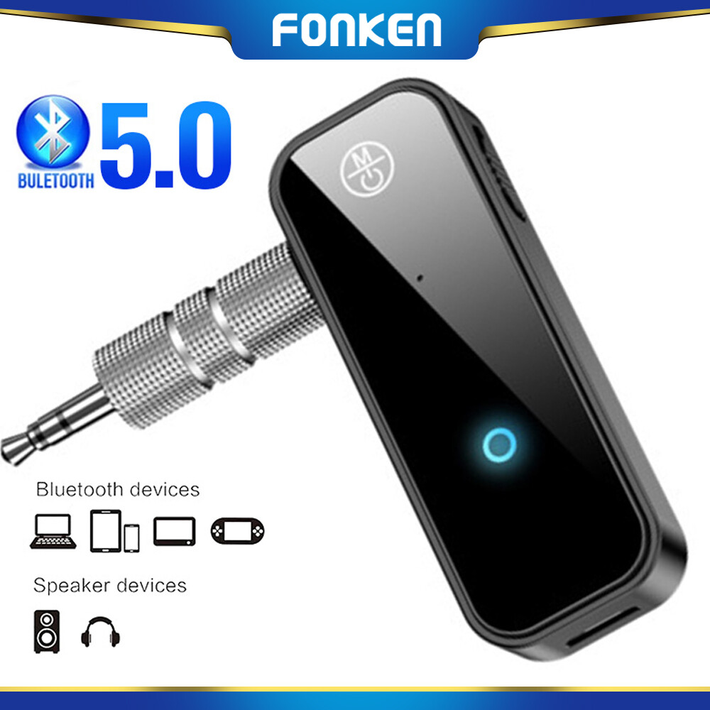 FONKEN 2 In 1 Mini Bluetooth 5.0 Audio Adapter Stereo Car Audio Converter Receiver 3.5mm AUX Jack Audio Wireless Transmitter, Suitable For Car Computer Headset Audio ราคา 158 บาท*ส่งฟรี