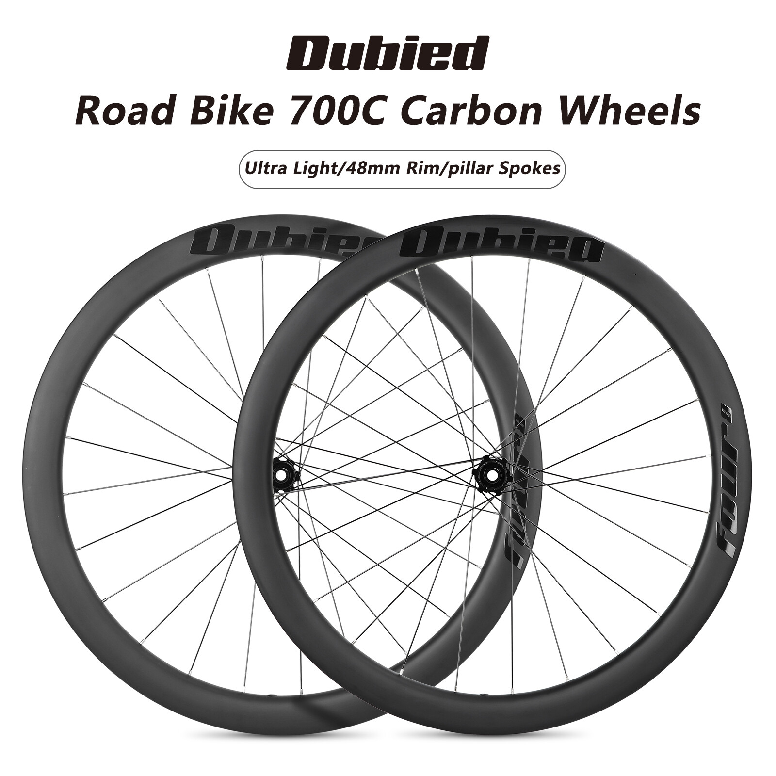 Dubied Road Bike Carbon Wheel 700C 48MM Rim 4 Bearing Hub Pillar Spokes Thru Axle Center Lock Disc Brake Wheelset Ultra Light Carbon Fiber Wheel set ราคา 10,650 บาท*ส่งฟรี