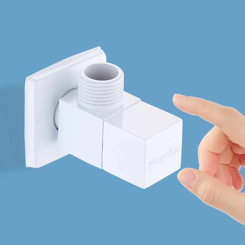 Gambar White triangle valve copper thickening household water heater hot and cold water tap water switch 4 points in and out of the toilet water valve
