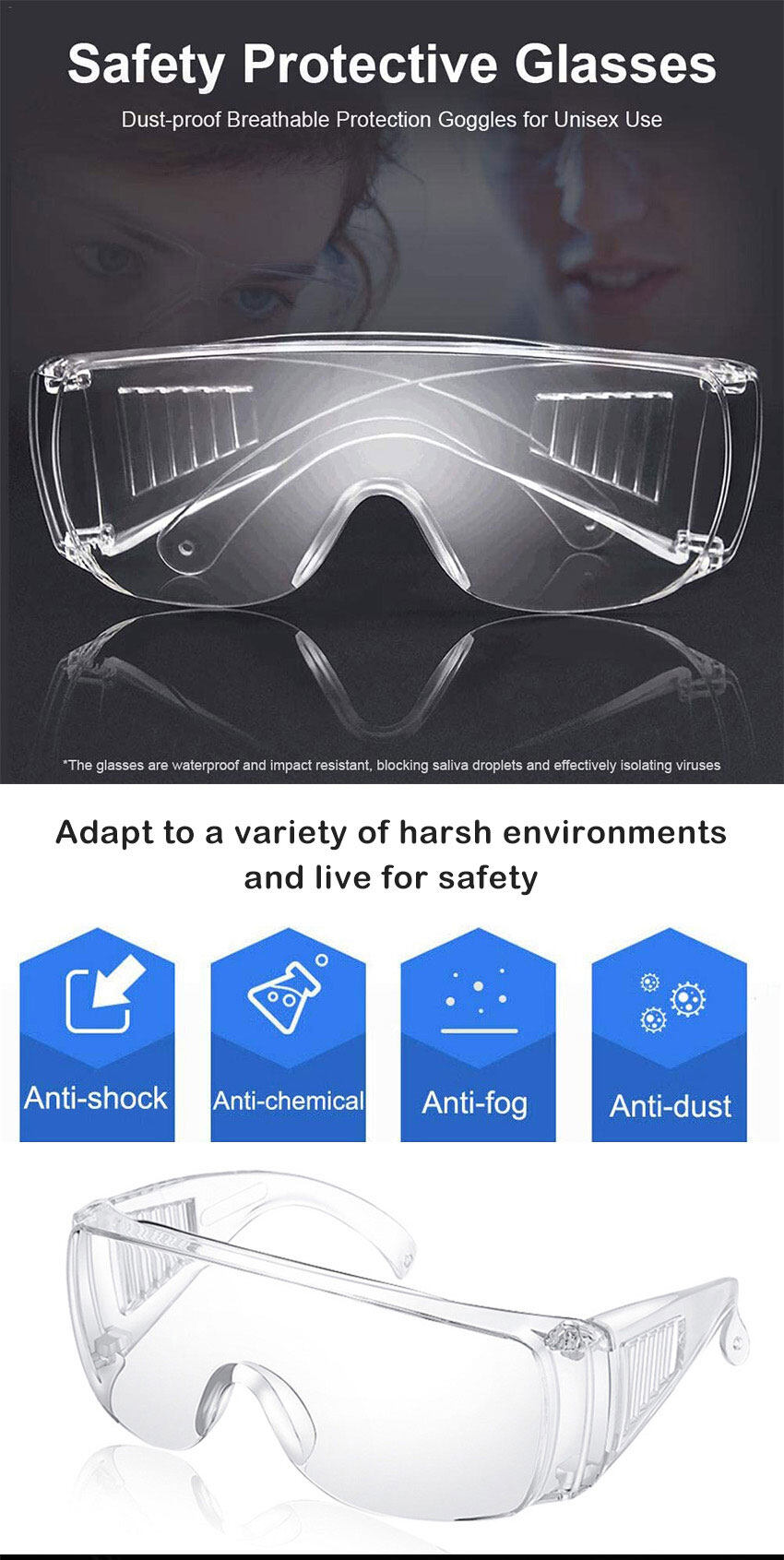 Safety Protective Glasses Prevent Droplet Infection And Block New Coronavirus Dust-proof Breathable Goggle For Unisex Use