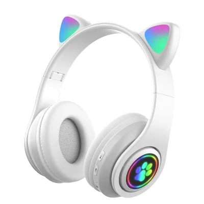 Bluetooth 5.0 LED Light Cat Ears Headset Wireless Earphone Stereo Bass Headphones headphone gaming HIFI TF3.5mm Microphone bluetooth earphone with mic (5)