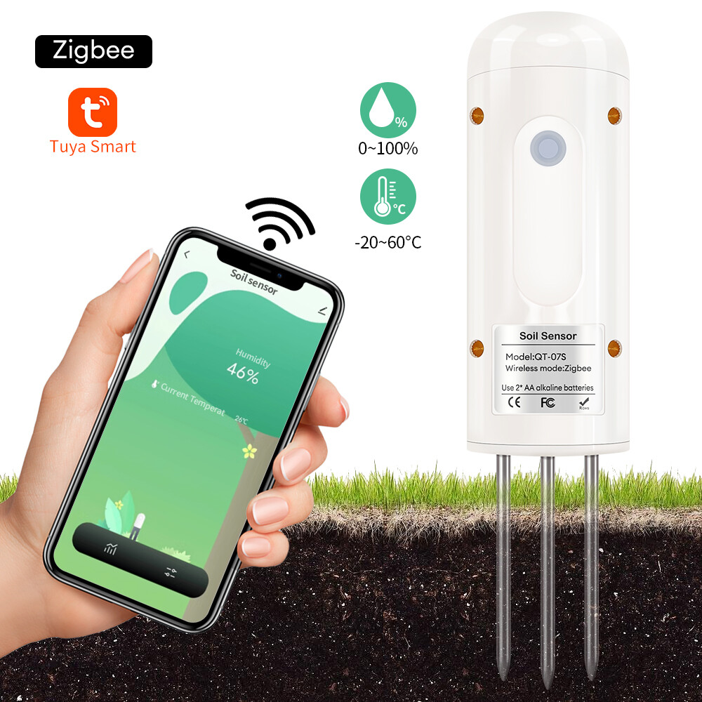 Máy đo độ ẩm đất không dây Zigbee Máy đo độ ẩm nhiệt độ Bluetooth để trồng vườn Giám sát thực vật trực tuyến không thấm nước