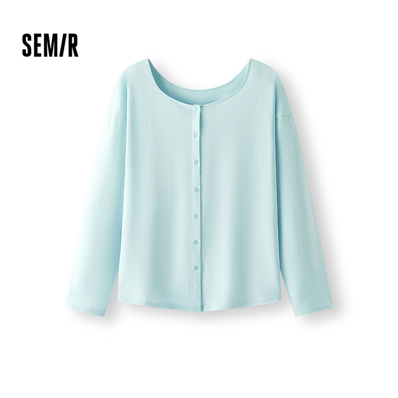 Semir Women Long Sleeve T-Shirt U-Neck Solid Color Cardigan Minimalist Chic 2025 New Summer Loose Drop Shoulder Clothing Gentle ราคา 1,314 บาท*ส่งฟรี