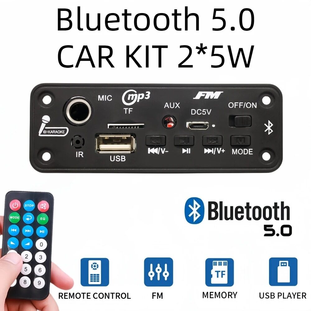 Dc 5V Bluetooth 5.0 bảng mạch Giải Mã MP3 10W khuếch đại Máy nghe nhạc MP3 hỗ trợ cuộc gọi ghi âm 3.