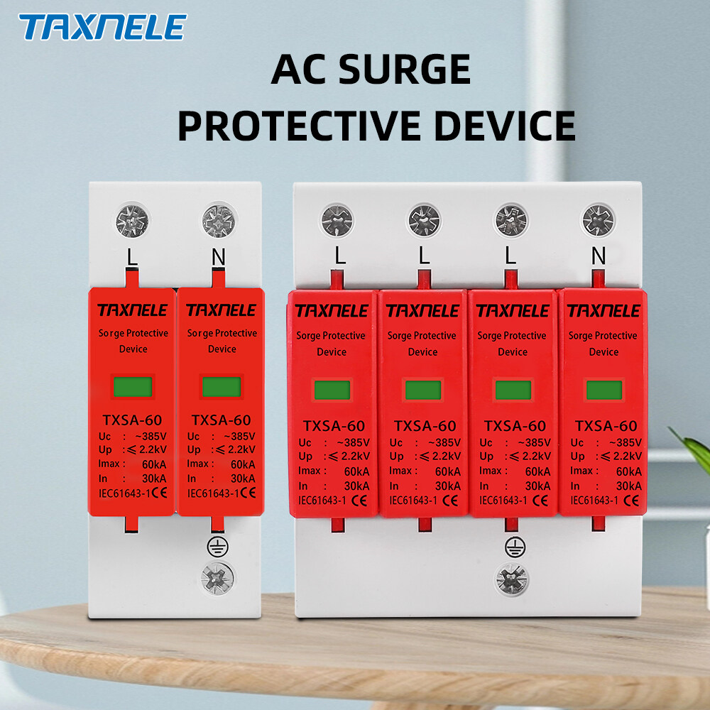 AC SPD Din rail 20KA 40KA 30KA 60KA 2P 4P 385V House Lightning Surge Protector Protect Protective Low-voltage Arrester Device