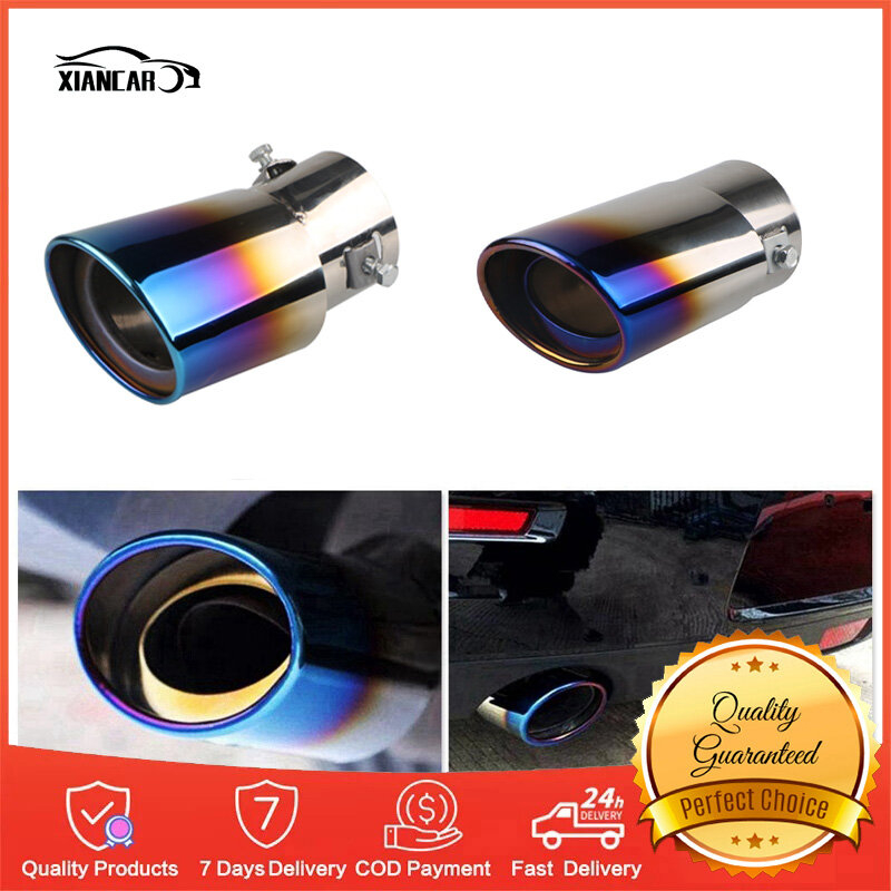 1 chiếc ống xả xe hơi tròn đầu ống giảm thanh xả khí ống thép không gỉ trang trí bằng crôm độ ống xả phía sau xe bánh xe ống xả