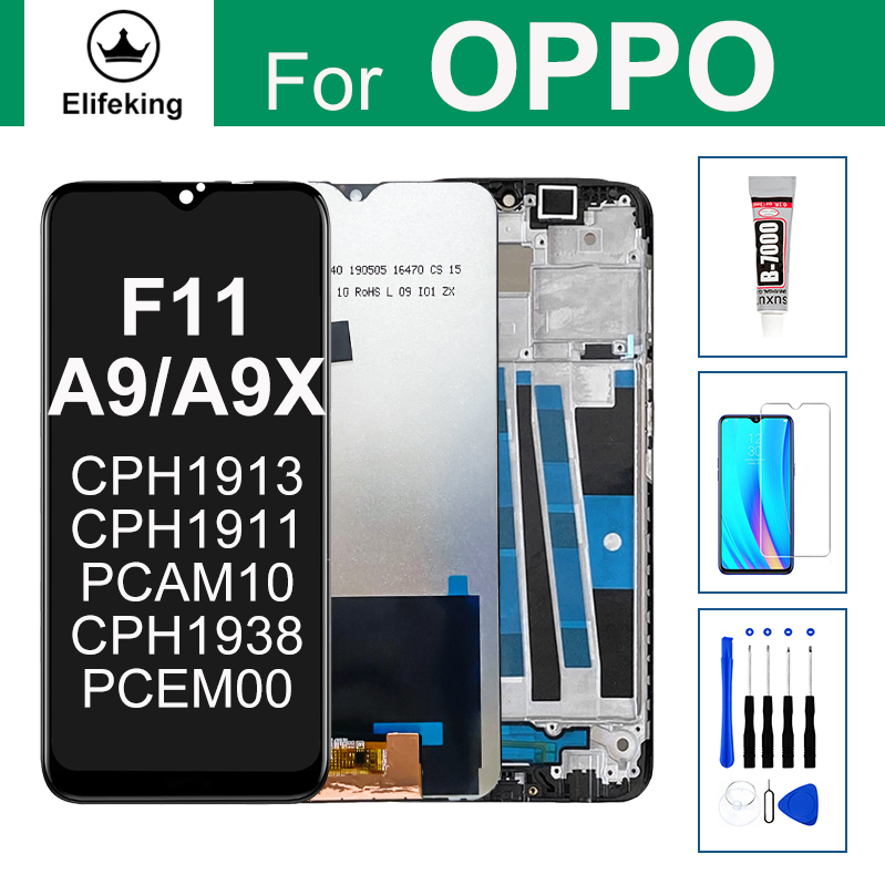 Màn hình lcd chất lượng cao đã thử nghiệm 100% cho oppo f11 / a9 / a9x màn hình cảm ứng số hóa màn hình lcd thay thế công cụ miễn phí không có điểm ảnh chết + kính cường lực