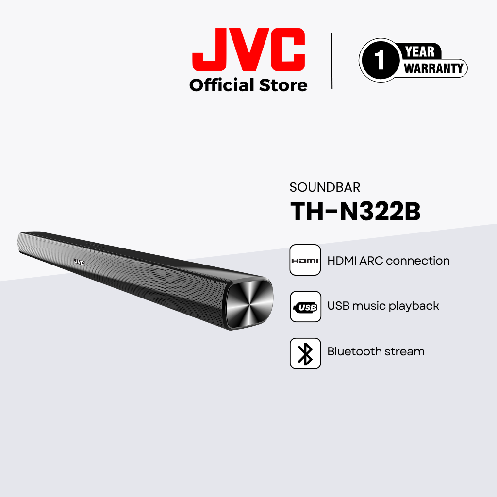 JVC TH-N322B 2.0ch SoundBar | HDMI ARC | USB Music | Bluetooth | N322B