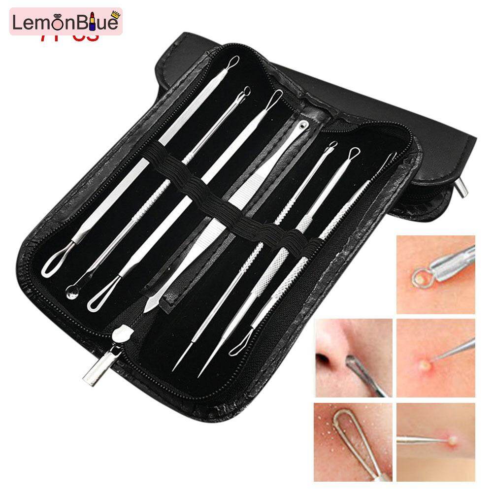 Gambar [RAYA SALE] LemonBlue 7 Pcs Set Blackhead Acne Remover Tool Stainless Steel Comedone Pimple Blemish Extractor With Case