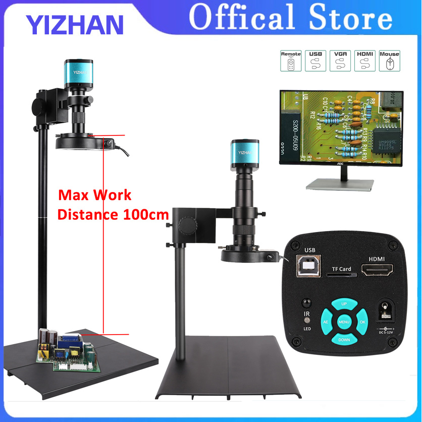 Professional Microscopy for jewelry identification HDMI USB Industrial Microscope Camera 1-150X 180X Zoom C Lens Magnify For Digital Image Acquisition YIZHAN ราคา 3,099 บาท*ส่งฟรี