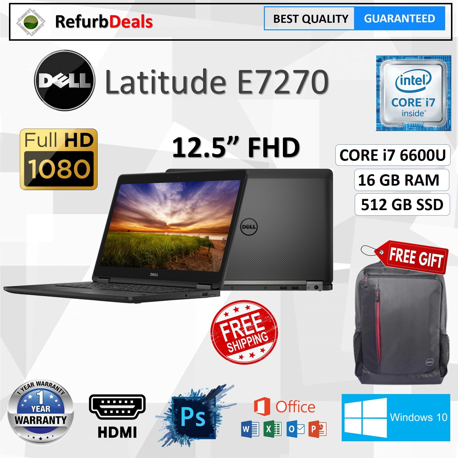 Dell Latitude E7270 Core I7 6600u 6th Gen 32gb Ddr4 Ram 512gb M 2 Ssd 12 5 Inch Full Hd Screen Windows 10 Pro Refurbished Notebook Lazada