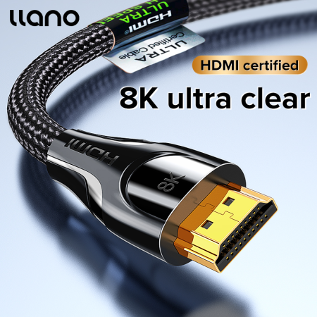 llano 8K Hdmi 2.1 Cable 8K/60Hz 4K/120Hz 2K/144Hz 48Gbps Ultra High-Speed Cable 3D Super Clear Hdr Cable for Laptop PC Hdtv Splitter Switch PS5 PS4 Audio Video