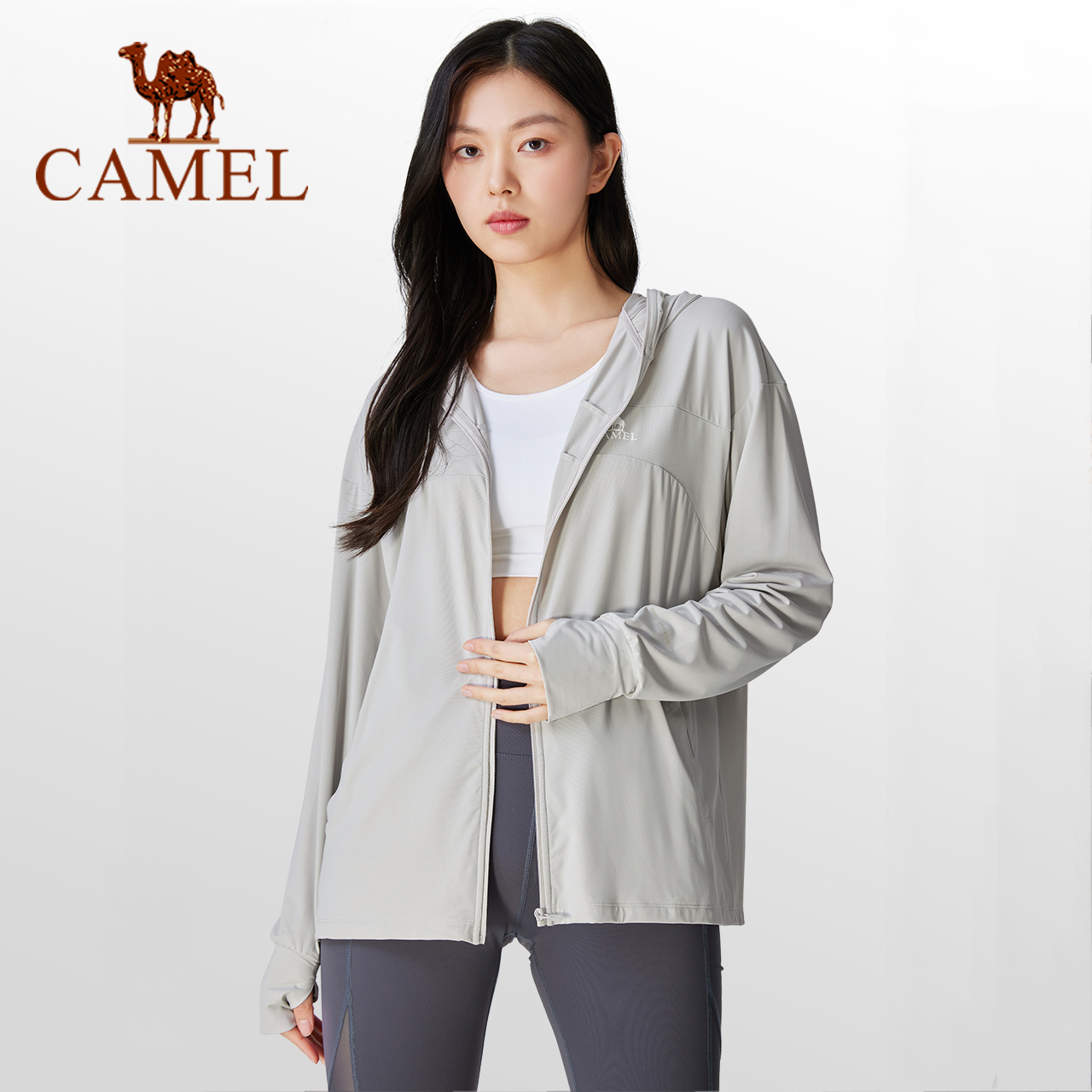 Cameljeans Sun Protection Clothing Women's UPF50 Outdoor Sports Light Quick-drying Breathable Ice Silk Sun Protection Jacket ราคา 420 บาท*ส่งฟรี