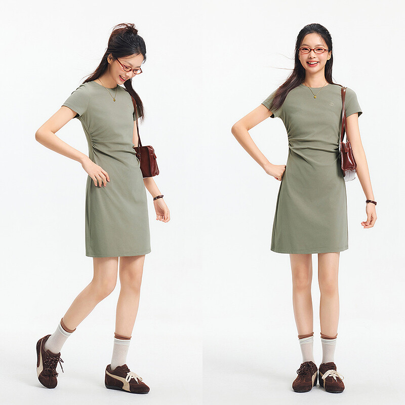 Semir Women Waist-Cinching T-Shirt Dress Fashionable Summer 2025 New Embroidered Round Neck Mini Dress Casual ราคา 1,325 บาท*ส่งฟรี