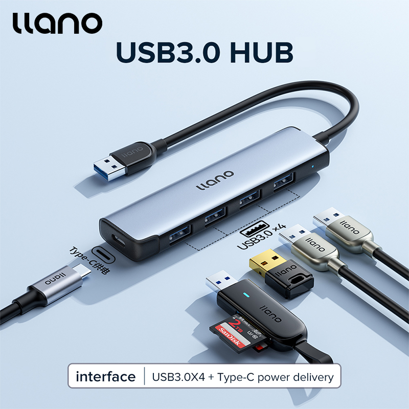 Llano usb 3.0 4 hub chia cổng cho máy in, chuột, bàn phím, hd, ổ đĩa flash/usb c đến 4 cổng usb 3.0 hub