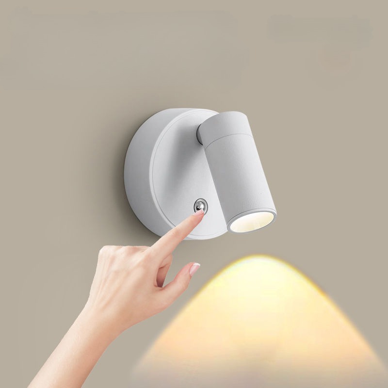 Now simple rechargeable LED wall light touch light wireless spotlight 360 ° rotating living room bedroom bedside reading lighting