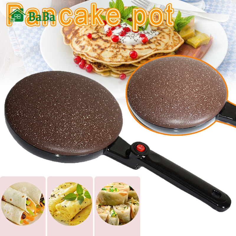 Gambar BaBa Electric Crepe Maker Long Handle Safe for Making Tortilla Tacos Eggs Roll Home Kitchen Making Tortilla Tacos Eggs Roll Chapati Long Handle Safe Electric Crepe Maker