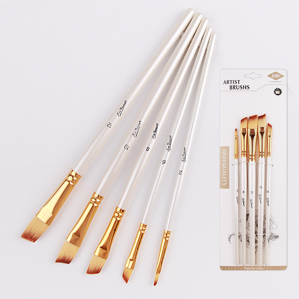 5ชิ้น/เซ็ตProfessionalไนล่อนสีชุดแปรงรอบวาดแปรงอะคริลิคDIYปากกาสีน้ำสำหรับศิลปินภาพวาด