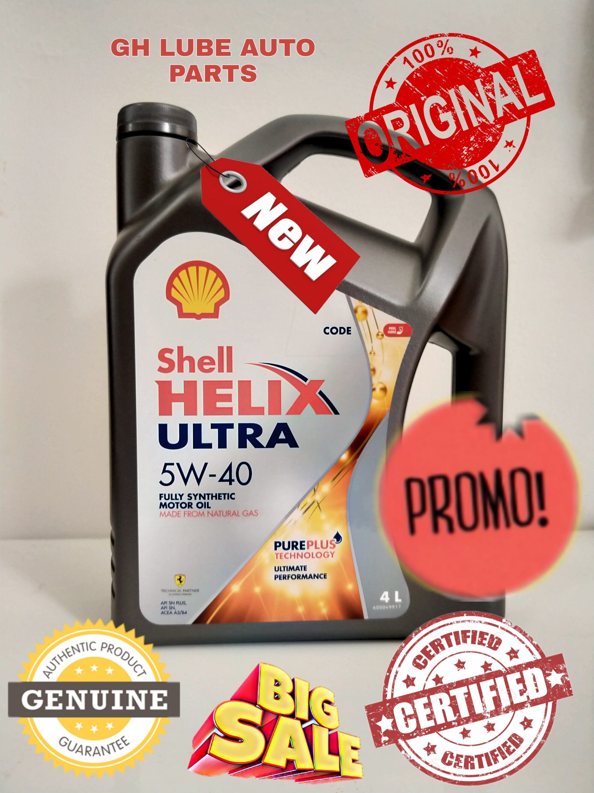 SHELL HELIX ULTRA 5W40 FULLY SYNTHETIC MOTOR OIL 4L MADE FROM NATURAL GAS
