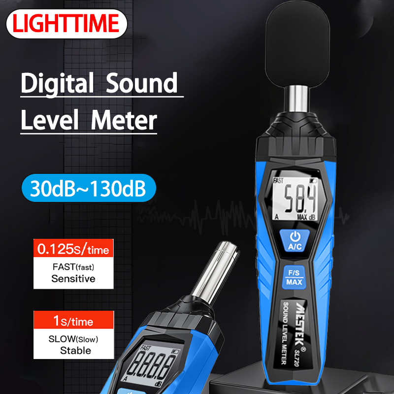 Mestek sl720 Máy đo mức âm thanh kỹ thuật số 30-130dB cầm tay Decibel Detector A/C kép Trọng lượng đo lường chuyên nghiệp sonometer Máy kiểm tra tiếng ồn âm thanh Dụng cụ đo