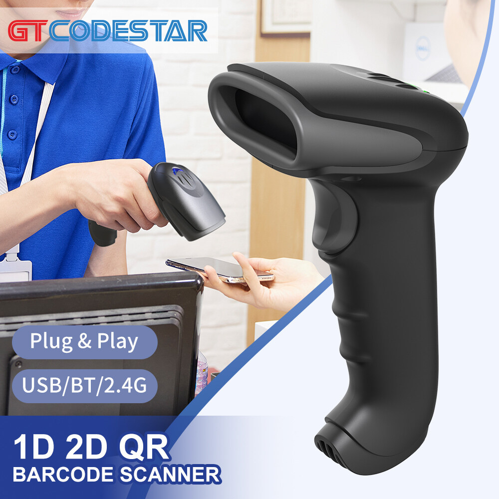 Gtcodestar máy quét mã vạch 1d 2d cầm tay máy quét đọc mã qr thanh laser không dây có dây cho nhà kho hoặc siêu thị