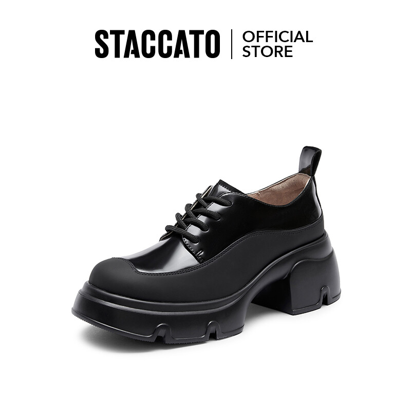 Staccato Women's Loafers British Style Thick-soled Height-enhancing Leather Shoes S6318 ราคา 4,000 บาท*ส่งฟรี