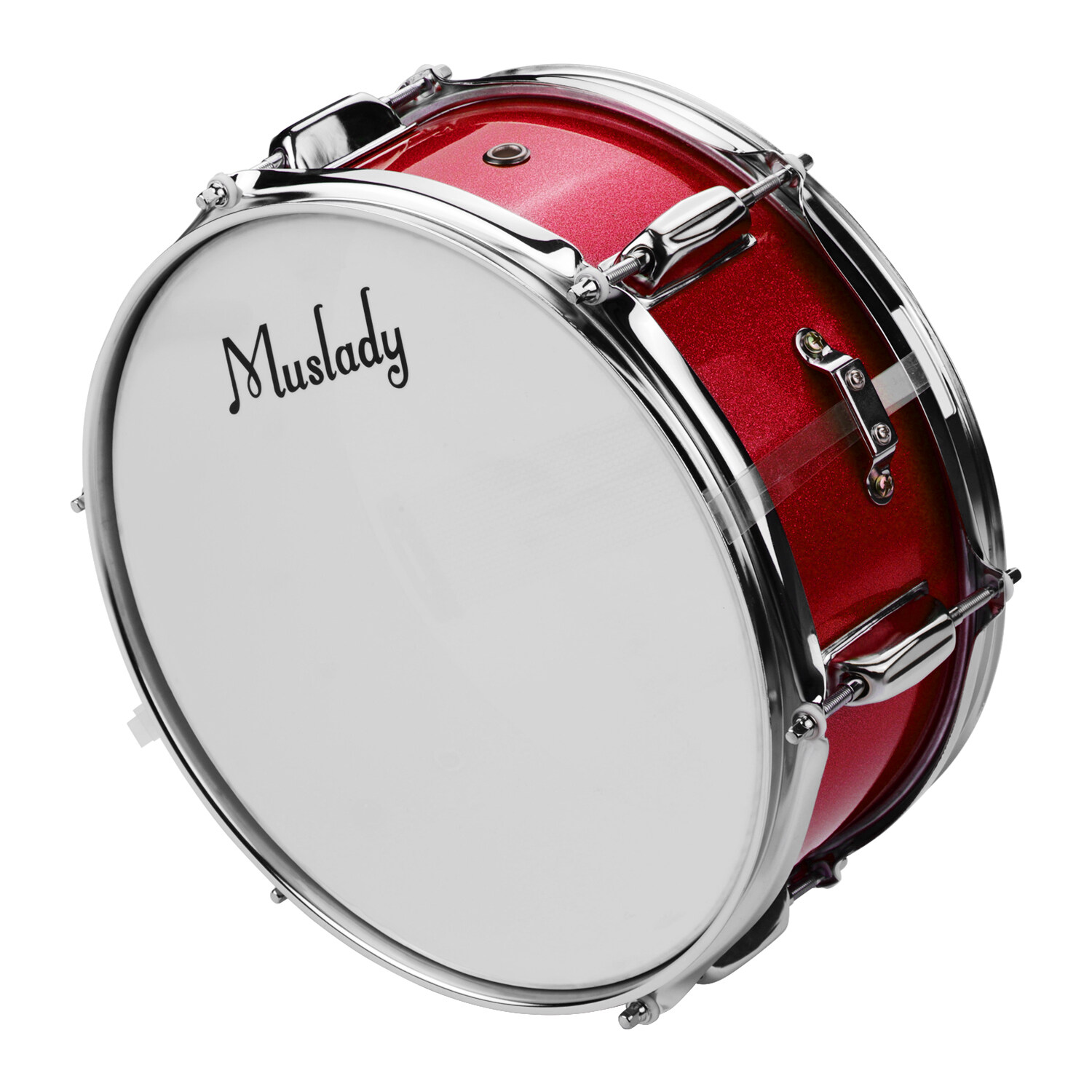 okoogee Muslady 12inch Snare Drum Head with Drumsticks Shoulder Strap Drum Key for Student Band