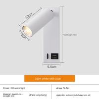 New Led 3W Wall Lamp Sconce with SwitchBlack and White Bronze Creative with USB Wall Lamp with for Bedroom Bedside