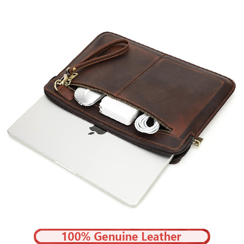 Genuine Leather Laptop Sleeve Case For Macbook Pro 14.2 Inch A2442 Macbook 13-14 Inch Crazy Horse Cowhide Leather Laptop Case ราคา 1,402 บาท*ส่งฟรี