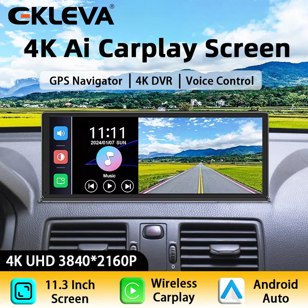 Ekleva 11.3 inch 4K Dash Cam Android Auto Carplay màn hình bảng điều khiển camera Dashcam Navigation