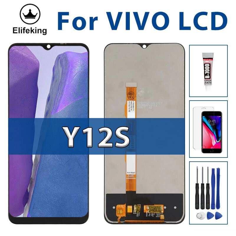 Màn hình số hóa cảm ứng lcd đã thử nghiệm 100% cho vivo y12s v2026 v2033 v2042 v2069 v2039 thay thế lắp ráp với dụng cụ sửa chữa miễn phí + kính cường lực + keo