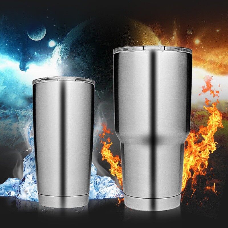 Gambar 590ml 890ml Travel Mug Stainless Steel Double Wall Vacuum Coffee Cup Outdoor Ice Drink Beer Water Tea Coffee Mugs