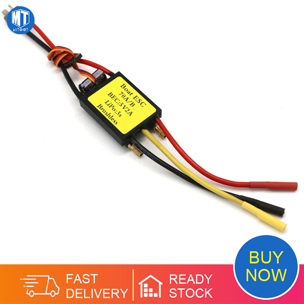 Thuyền không chổi than rc esc 70a bộ điều khiển tốc độ không chổi than esc hỗ trợ 3s lipo với 2a bec cho thuyền điều khiển từ xa