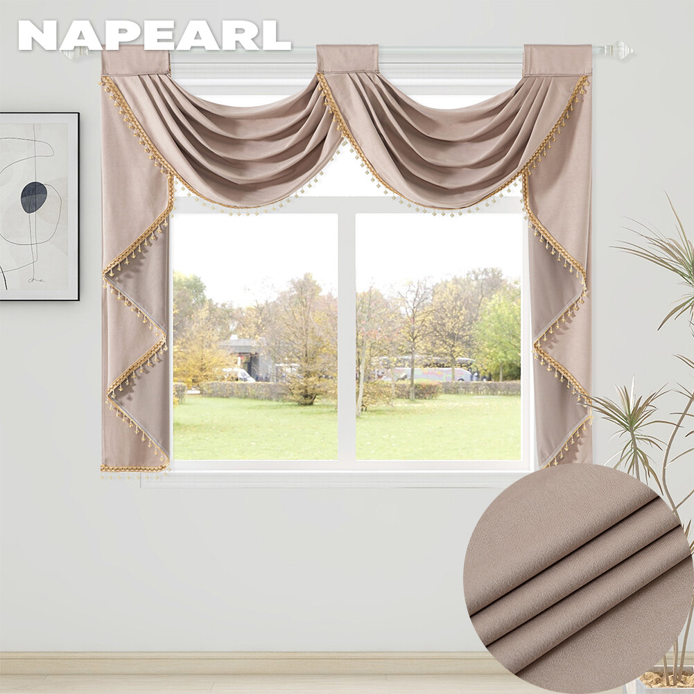 Napearl Home Decor Solid short velvet water wave curtain head decoration exotic luxury kitchen curtain beaded kitchen partition 1pc ราคา 658 บาท*ส่งฟรี