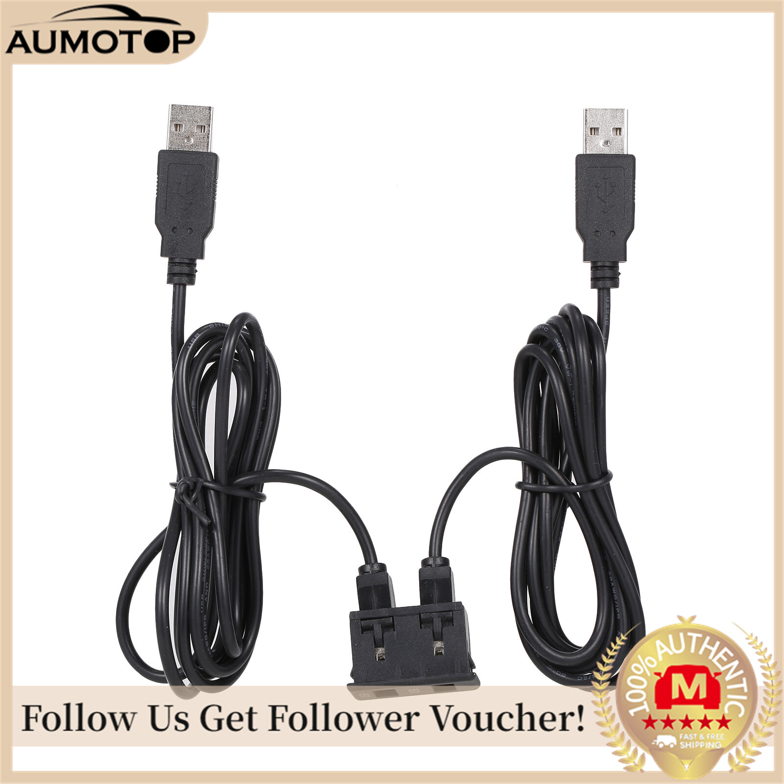 150CM Car Dash Flush Mount two USB Port Panel Auto Boat Dual USB Extension Cable Adapter Replacement for Volkswagen Toyota ราคา 181 บาท*ส่งฟรี