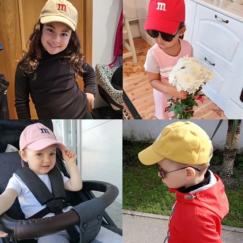 Children's Kids Baseball Cap for Girl Boy Spring Summer Baby Sun Hat M Letter Embroidered Toddler Peaked Caps
