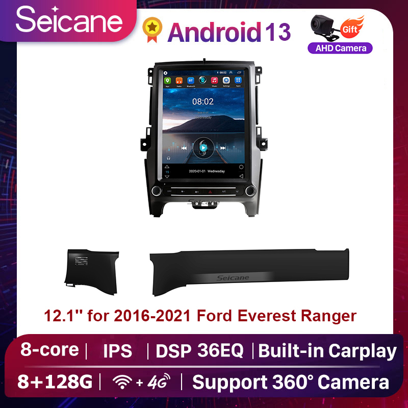 Seicane 12.1 inch IPS Touchscreen Tesla Style Android 13.0 Car Audio Multi-media Player for 2016 2017 2018 2019 2020 2021 Ford Everest Ranger Radio GPS Navigation System Bluetooth support Carplay TPMS Split Screen Netflix PlayStore Waze YouTube ราคา 26,000 บาท*ส่งฟรี