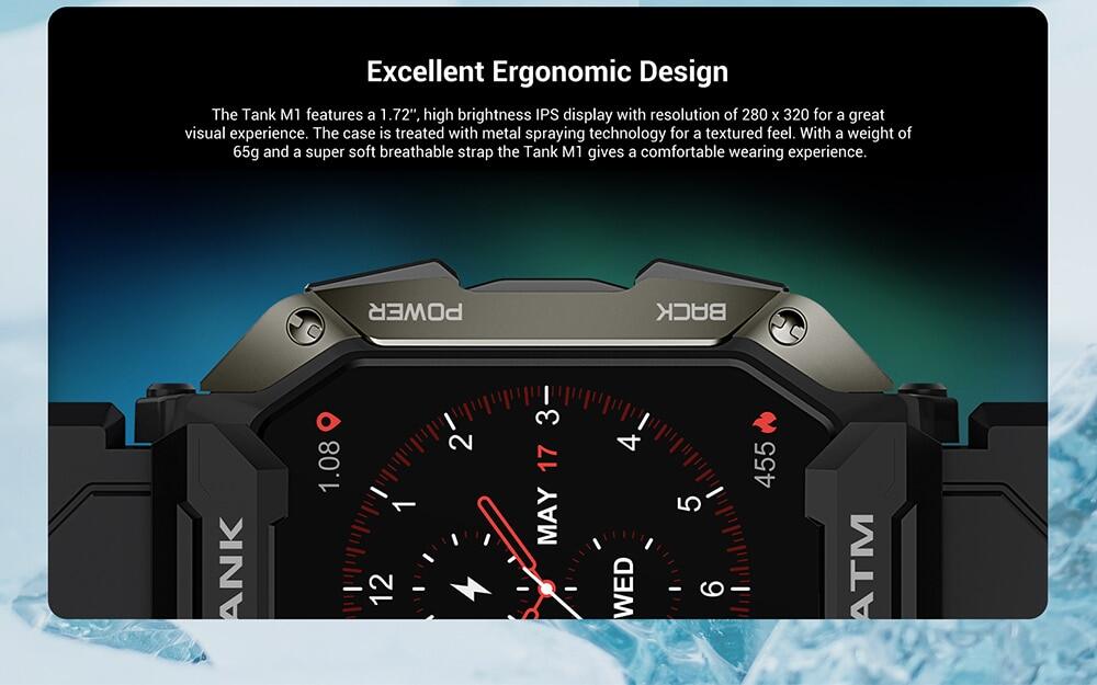 kospet tank m1 2022 đồng hồ thông minh, máy theo dõi hoạt động theo dõi nồng độ oxy trong máu huyết áp 5atm ip69k chống nước, đồng hồ thể dục 1.72 inch với máy theo dõi giấc ngủ nhịp tim cho iphone android 8