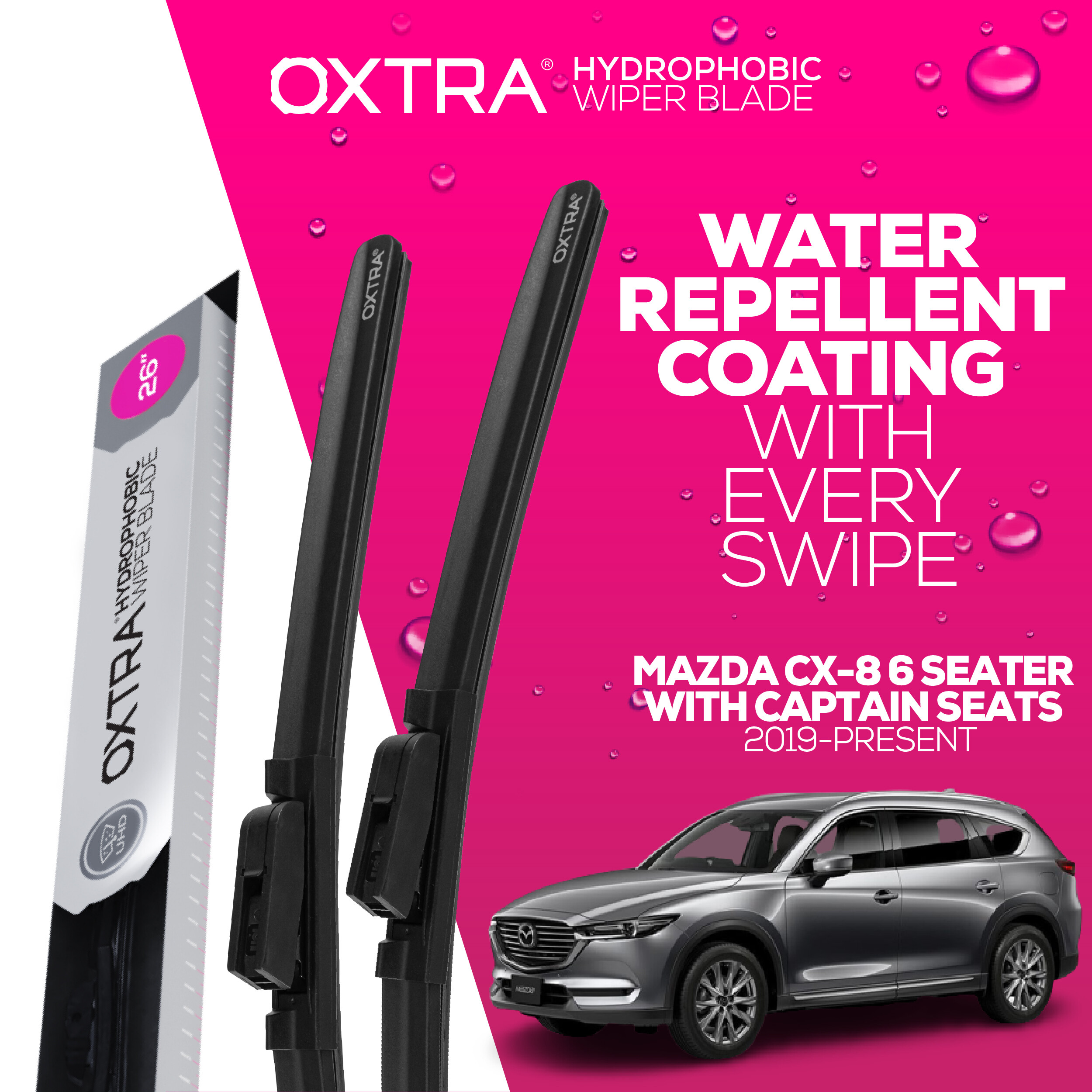 ที่ปัดน้ำฝน Trapo Hydrophobics Mazda CX-8 6 Seater With Captain Seats (2019-Present) ราคา 950 บาท*ส่งฟรี