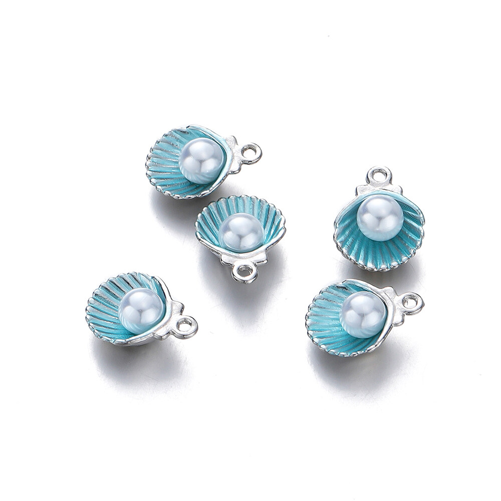 St.kunkka 10 chiếc/Túi Mặt dây chuyền vỏ vỏ ngọc trai mặt dây chuyền hợp kim sơn mài cho trang sức làm Vòng Cổ Vòng tay tự làm